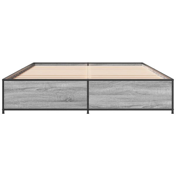vidaXL Estructura cama madera ingeniería metal gris Sonoma 150x200 cm