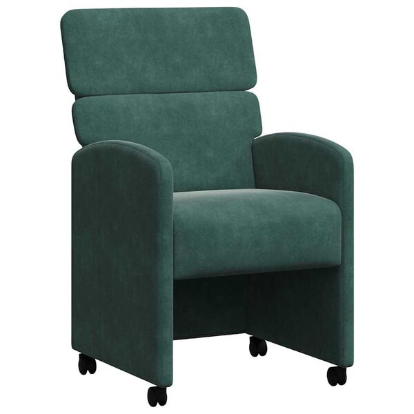 vidaXL Sillas de Comedor con Ruedas 2 pcs Verde oscuro 58 x 65 x 98 cm