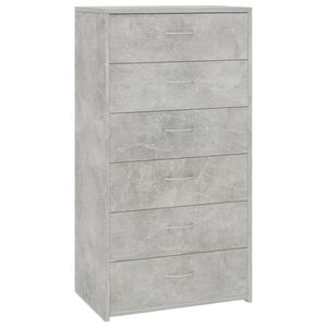 vidaXL Aparador con 6 cajones contrachapada gris hormig&oacute;n 50x34x96cm