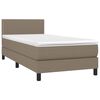 vidaXL Cama box spring colch&oacute;n y luces LED tela gris taupe 90x200 cm