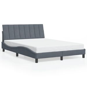 vidaXL Estructura de cama sin colch&oacute;n Hanko terciopelo gris oscuro 140x200cm