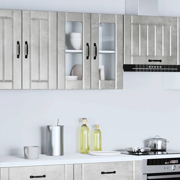 vidaXL Armario pared cocina puerta de cristal Lucca gris hormig&oacute;n
