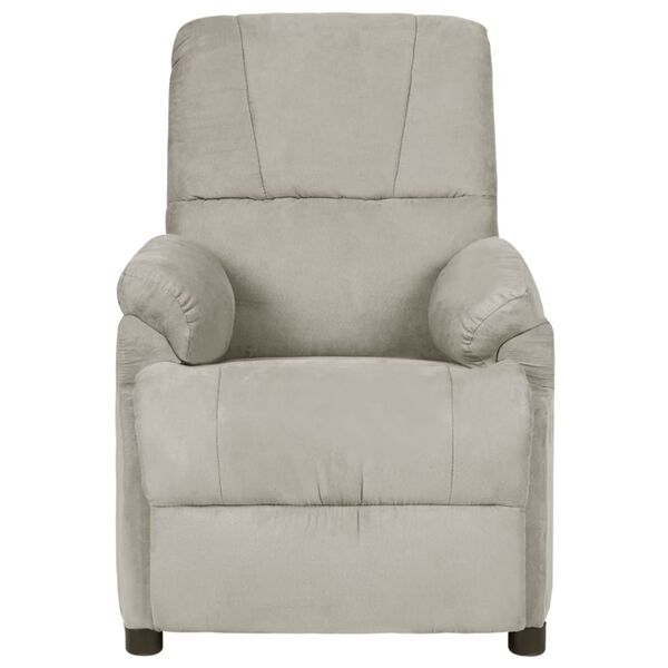 vidaXL Sill&oacute;n de masaje de piel de ante artificial gris claro