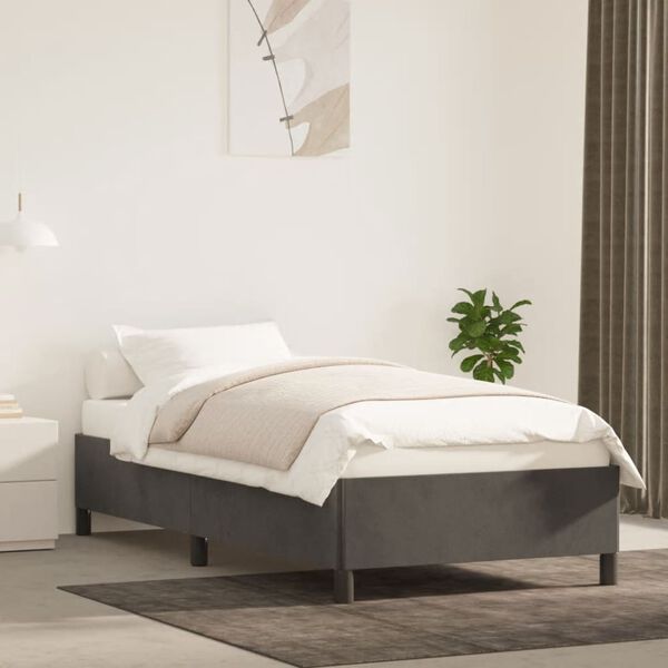 vidaXL Estructura de cama sin colch&oacute;n terciopelo gris oscuro 90x190 cm