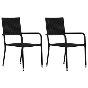 vidaXL Sillas comedor de jard&iacute;n apilables 2 uds rat&aacute;n sint&eacute;tico negro