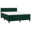 vidaXL Cama box spring colch&oacute;n y LED terciopelo verde oscuro 140x200cm