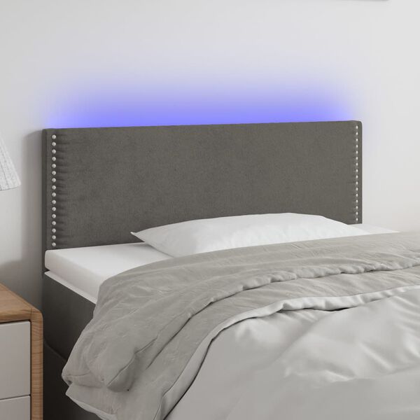 vidaXL Cabecero con LED de terciopelo gris oscuro 90x5x78/88 cm