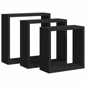 vidaXL Estantes cubo de pared 3 unidades MDF negro