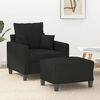 vidaXL Sillón con taburete tela negro 60 cm