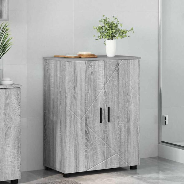 vidaXL Gabinete de Ba&ntilde;o con almacenamiento Gris Sonoma 60 x 35 x 80 cm