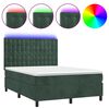vidaXL Cama box spring colch&oacute;n y LED terciopelo verde oscuro 140x200cm