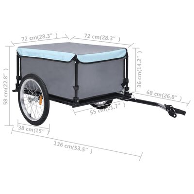 vidaXL Remolque para bicicletas negro y azul 65 kg
