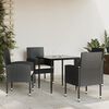 vidaXL Juego de comedor de jard&iacute;n 5 pzas rat&aacute;n sint&eacute;tico y acero negro