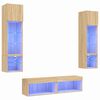 vidaXL Muebles TV pared con LED 6 pzas madera ingenier&iacute;a roble Sonoma