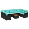 vidaXL Conjunto de sof&aacute;s de jard&iacute;n 10 pcs Negro rat&aacute;n sint&eacute;tico