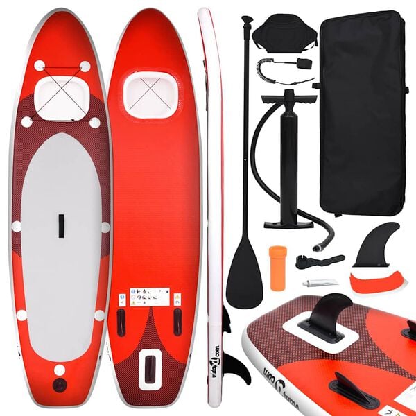 vidaXL Set de tabla de paddle surf hinchable rojo 300x76x10 cm