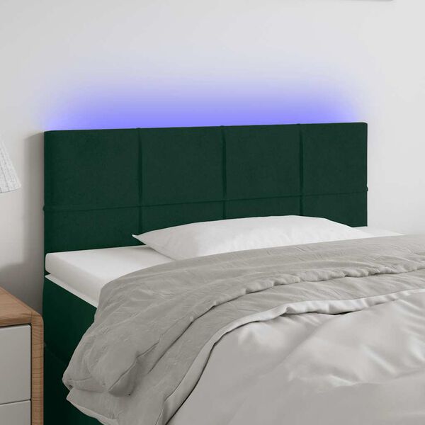 vidaXL Cabecero con LED de terciopelo verde oscuro 80x5x78/88 cm