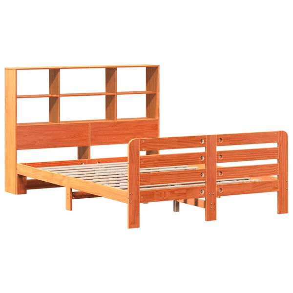 vidaXL Cama sin colch&oacute;n madera maciza de pino marr&oacute;n cera 120x200 cm