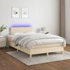 vidaXL Cama box spring con colch&oacute;n y LED tela crema 120x200 cm