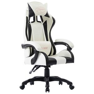vidaXL Silla gaming de cuero sint&eacute;tico negro