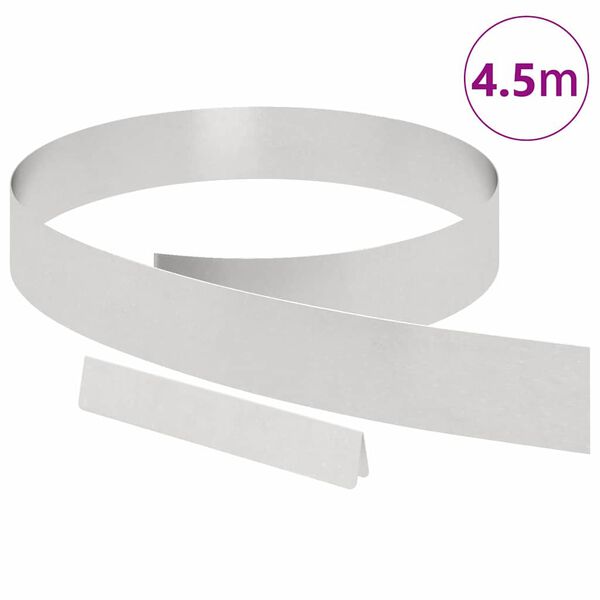 vidaXL Borde de Césped Plateado 450 x 0.05 x 15 cm Acero inoxidable