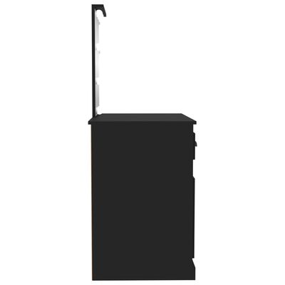 vidaXL Tocador con LED madera contrachapada negro 90x50x132,5 cm
