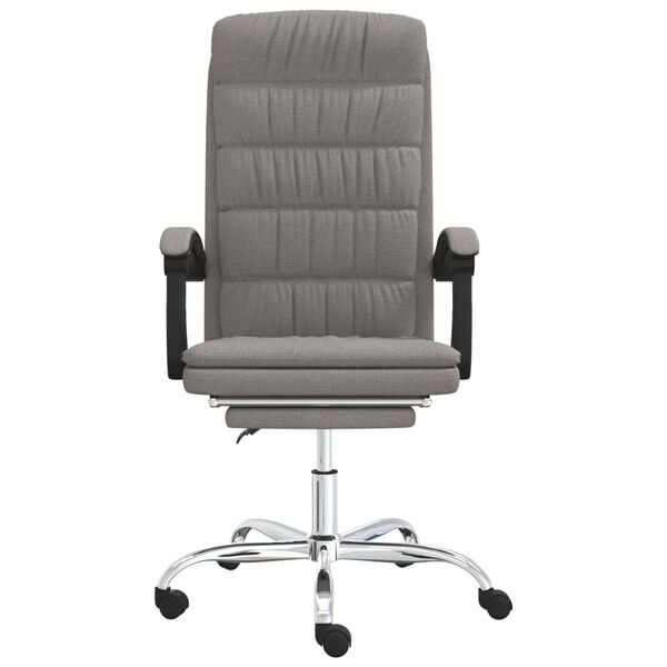 vidaXL Silla de oficina reclinable de tela gris taupé