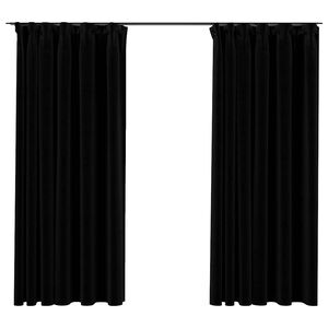 vidaXL Cortinas opacas con ganchos look de lino 2 pzas negro 140x175cm