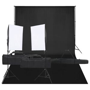 vidaXL Kit de estudio fotogr&aacute;fico con set de luces y fondo