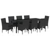 vidaXL Conjunto de Comedor de Jard&iacute;n 9 pcs Negro rat&aacute;n sint&eacute;tico