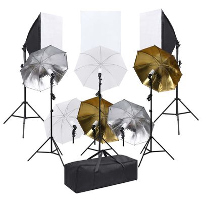 vidaXL Kit de estudio fotográfico con set de iluminación y softboxes