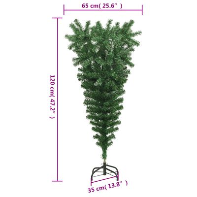vidaXL Árbol de Navidad artificial invertido con soporte verde 120 cm