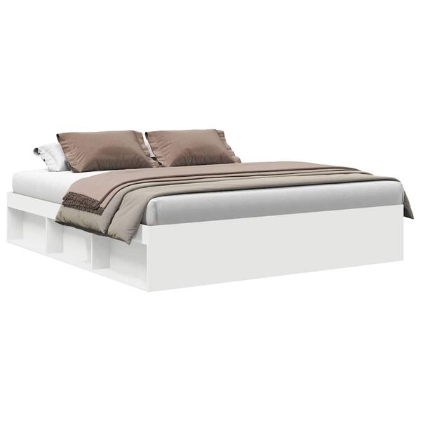 vidaXL Estructura de cama doble sin colch&oacute;n blanco 180x200 cm