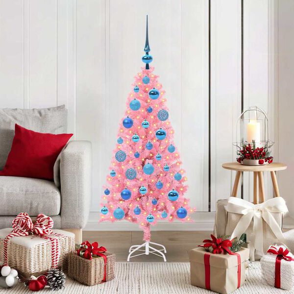 vidaXL &Aacute;rbol de Navidad con 150 LED con soporte Rosa 120 cm PVC