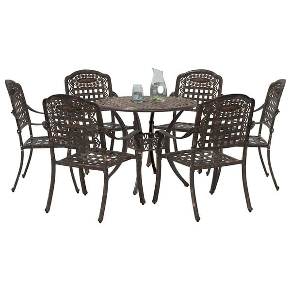 vidaXL Conjunto de Comedor de Jard&iacute;n 7 pcs Bronce Aluminio