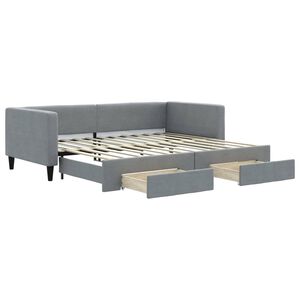 vidaXL Sof&aacute; cama nido con cajones tela gris claro 90x200 cm