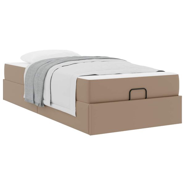 vidaXL Estructura de cama con colch&oacute;n con colch&oacute;n 2 pcs Canela PVC