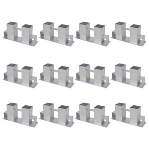 vidaXL Soportes para apilar le&ntilde;a 12 unidades acero plateado