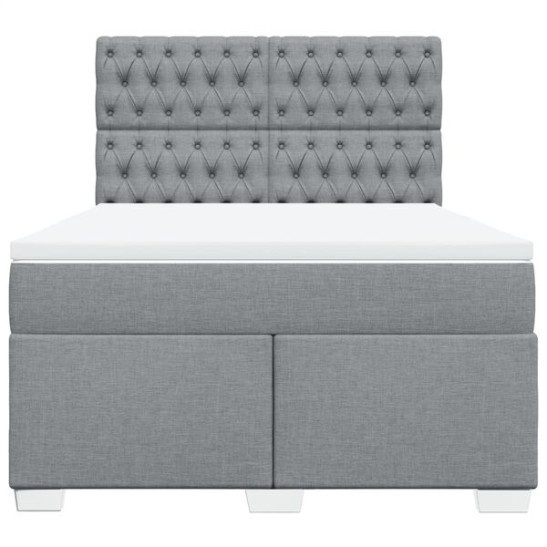 vidaXL Cama box spring con colch&oacute;n tela gris claro 140x200 cm