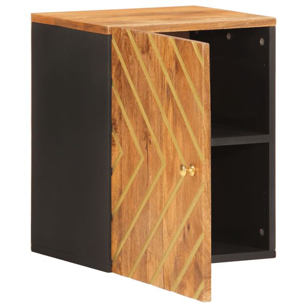 vidaXL Mueble de ba&ntilde;o de pared madera maciza mango marr&oacute;n y negro