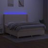 vidaXL Cama box spring colch&oacute;n y luces LED tela crema 160x200 cm