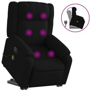 vidaXL Sill&oacute;n reclinable de masaje elevable tela negro