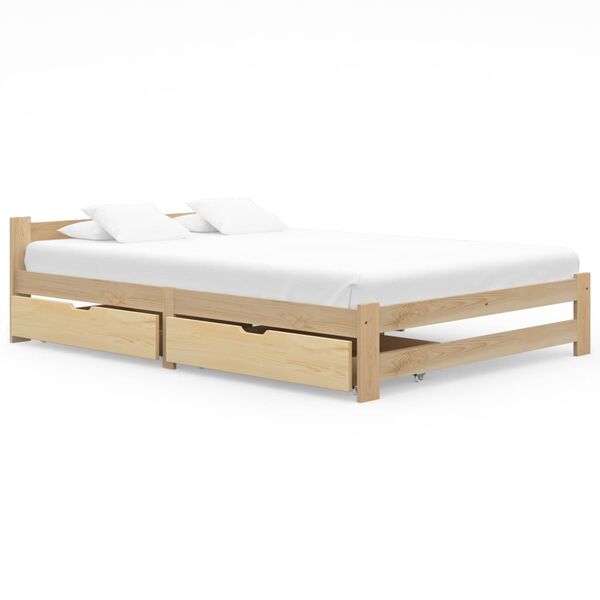 vidaXL Estructura de cama con 2 cajones madera maciza pino 140x200 cm