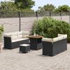 vidaXL Conjunto de sof&aacute; de jard&iacute;n 9 pcs Negro y crema rat&aacute;n sint&eacute;tico