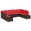 vidaXL Conjunto de sof&aacute; de jard&iacute;n 9 uds. Marr&oacute;n rat&aacute;n sint&eacute;tico