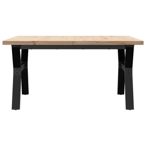 vidaXL Mesa de centro marco Y madera maciza pino y acero 90x90x45,5 cm