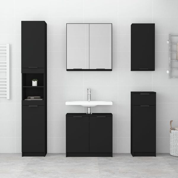 vidaXL Armario de ba&ntilde;o de pared negro 32x20x67 cm