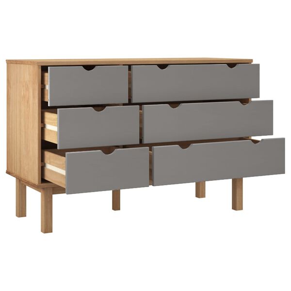 vidaXL Cajonera OTTA madera maciza pino marrón y gris 111x43x73,5 cm