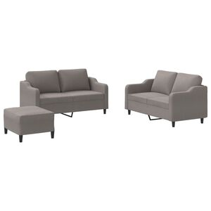 vidaXL Juego de sof&aacute;s con cojines 3 piezas tela gris taupe