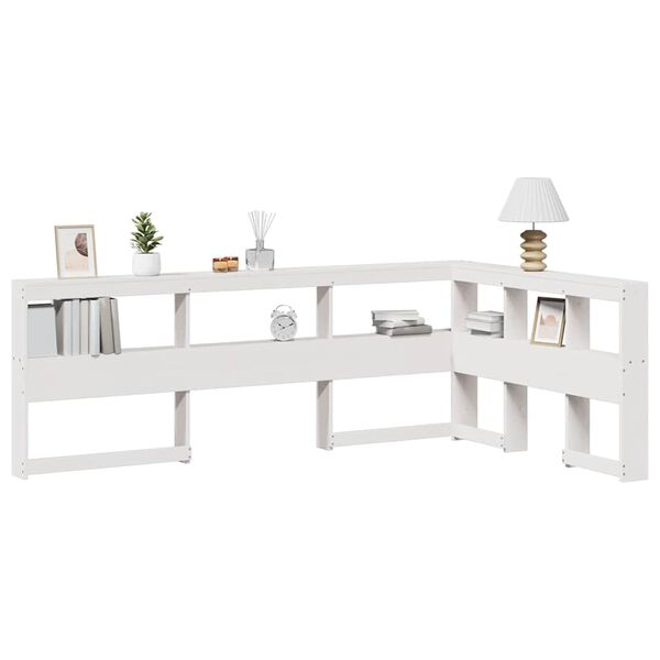 vidaXL Cabecero librer&iacute;a en forma L madera maciza pino blanco 120 cm